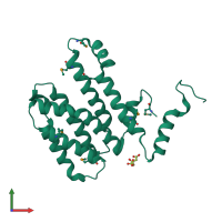 PDB entry 3f7c coloured by chain, front view.