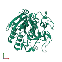 PDB entry 3f7m coloured by chain, front view.