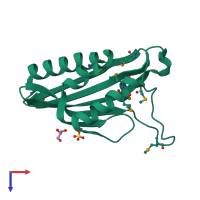 PDB entry 3f7s coloured by chain, top view.