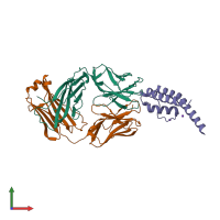 PDB entry 3f7v coloured by chain, front view.