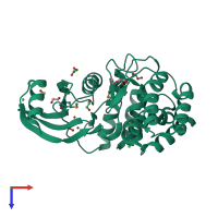 PDB entry 3f7w coloured by chain, top view.