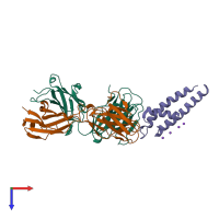 PDB entry 3f7y coloured by chain, top view.