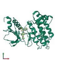 PDB entry 3f82 coloured by chain, front view.