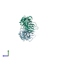 PDB 3f84 coloured by chain and viewed from the side.