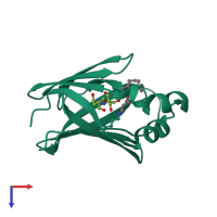 PDB entry 3f8a coloured by chain, top view.