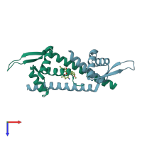 PDB entry 3f8f coloured by chain, top view.