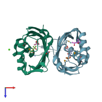 PDB entry 3f8h coloured by chain, top view.