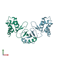 PDB entry 3f8n coloured by chain, front view.