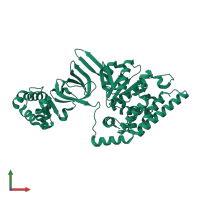 PDB entry 3f8t coloured by chain, front view.