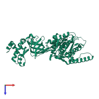 PDB entry 3f8t coloured by chain, top view.