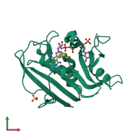 PDB entry 3f8y coloured by chain, front view.