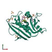 PDB entry 3f8z coloured by chain, front view.