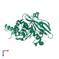PDB entry 3f99 coloured by chain, top view.