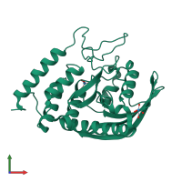 PDB entry 3f9a coloured by chain, front view.