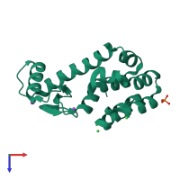 PDB entry 3f9l coloured by chain, top view.