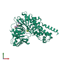 PDB entry 3f9m coloured by chain, front view.
