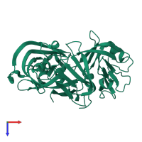 PDB entry 3f9q coloured by chain, top view.