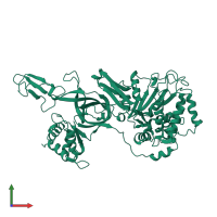 PDB entry 3f9v coloured by chain, front view.