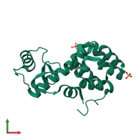 PDB entry 3fad coloured by chain, front view.