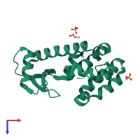 PDB entry 3fad coloured by chain, top view.