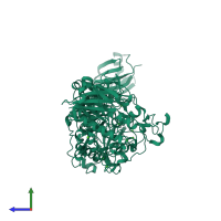 PDB entry 3faw coloured by chain, side view.