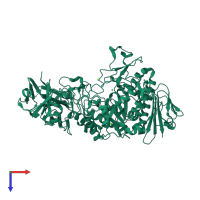 PDB entry 3faw coloured by chain, top view.