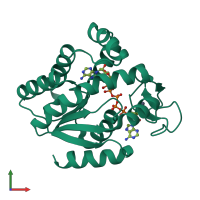 PDB entry 3fb4 coloured by chain, front view.