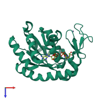 PDB entry 3fb4 coloured by chain, top view.