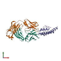 PDB entry 3fb5 coloured by chain, front view.