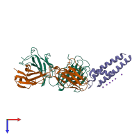 PDB entry 3fb5 coloured by chain, top view.