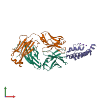 PDB entry 3fb8 coloured by chain, front view.