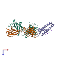 PDB entry 3fb8 coloured by chain, top view.