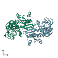 PDB entry 3fbg coloured by chain, front view.