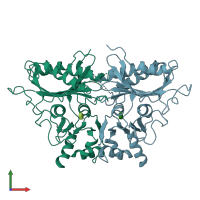 PDB entry 3fbp coloured by chain, front view.