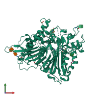 PDB entry 3fbx coloured by chain, front view.