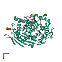 PDB entry 3fbx coloured by chain, top view.