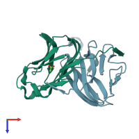 PDB entry 3fc0 coloured by chain, top view.