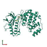 Monomeric assembly 1 of PDB entry 3fc1 coloured by chemically distinct molecules, front view.