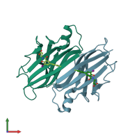 PDB entry 3fcb coloured by chain, front view.