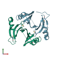 PDB entry 3fcd coloured by chain, front view.
