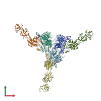 PDB entry 3fcu coloured by chain, front view.