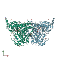 PDB entry 3fd0 coloured by chain, front view.