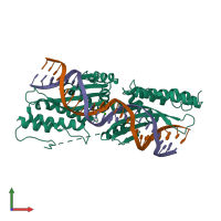 PDB entry 3fd2 coloured by chain, front view.