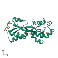 PDB entry 3fd3 coloured by chain, front view.