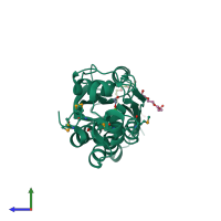 PDB entry 3fd3 coloured by chain, side view.