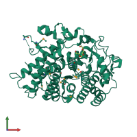 PDB entry 3fdh coloured by chain, front view.