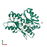 PDB entry 3fdj coloured by chain, front view.