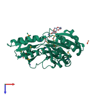 PDB entry 3fdj coloured by chain, top view.