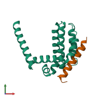 PDB entry 3fdl coloured by chain, front view.