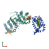 PDB entry 3fdm coloured by chain, front view.